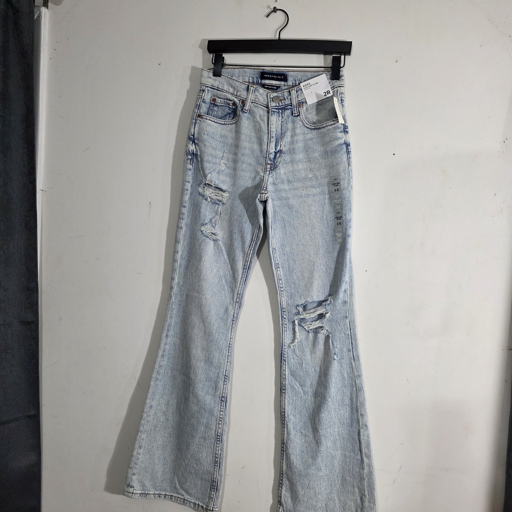 Aeropostale Light Blue Distressed Flare Jeans